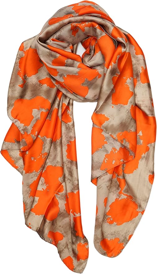 YOUR SMILE Large Mulberry Silk Feeling Long Stain Scarf Lightweight Sunscreen Shawls Wraps for Women
