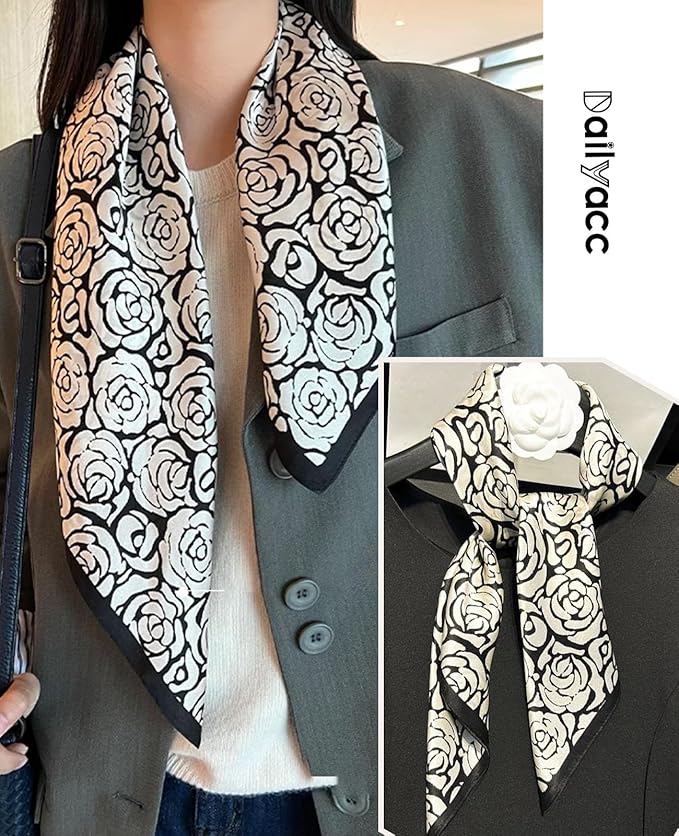 Dailyacc Hair Bandanas Scarf For Women Lightweight Fashion Neck Silk Satin Head Scarves For Sleeping Handbags Scarf