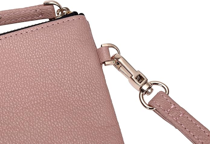 DORIS&JACKY Lambskin Leather Wristlet Clutch Purse for Women Soft Designer Slim Cell Phone Pouch Bag with Detachable Strap