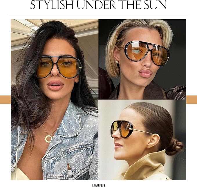 mosanana Trendy Oversized Aviator Sunglasses for Women Retro Style MS52478