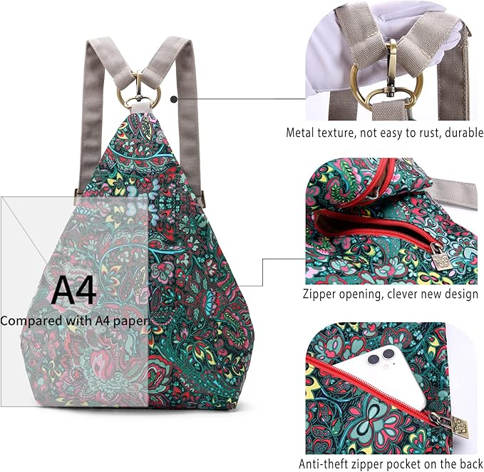 Black Butterfly Premium Backpack for Women, Bohemia Style Fashion Casual Daypack Backpack, Small Backpack Purse (03-green plus)