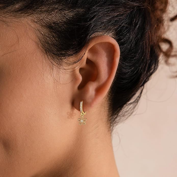 Gold Pearl Dangle Earrings for Women, 14K Gold Plated Small Pearl Drop Huggie Hoop Earrings, Hypoallergenic Dainty Gold Earrings Wedding Jewelry Gifts for Women Trendy