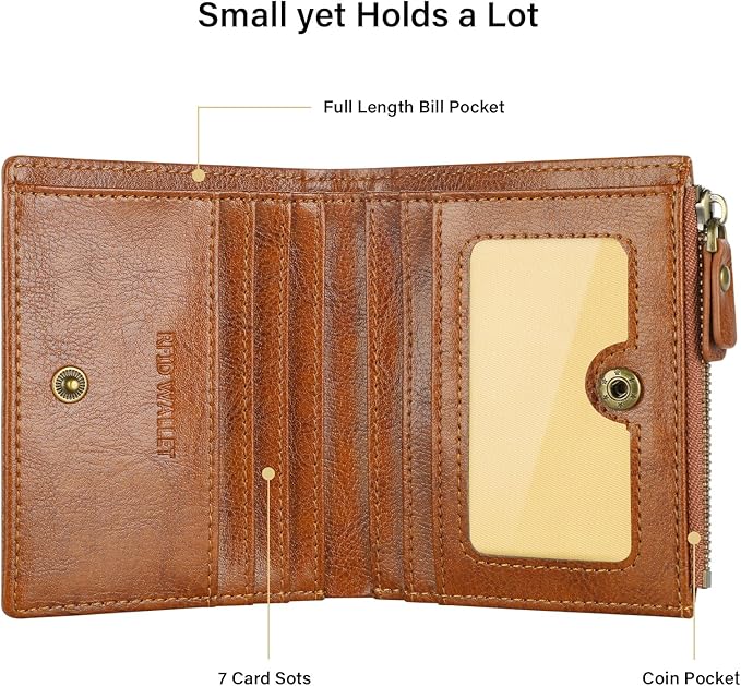 Lavemi Ultra Thin Small Compact Leather Womens Girls Wallets RFID Blocking Credit Card Holder for Women
