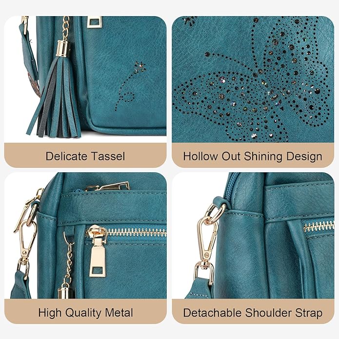 Crossbody Bags for Women Trendy Leather Crossbody Purse Shoulder Handbags Butterfly Design