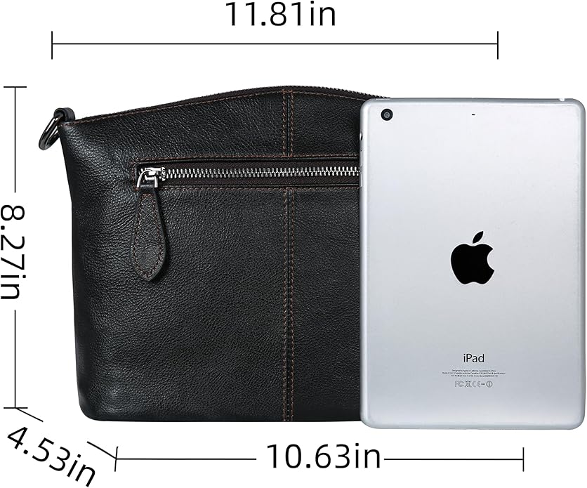 HESHE Crossbody Bags for Women Genuine Leather Purses with Multi-Pockets Vintage Ladies Small Shoulder Satchel Bag