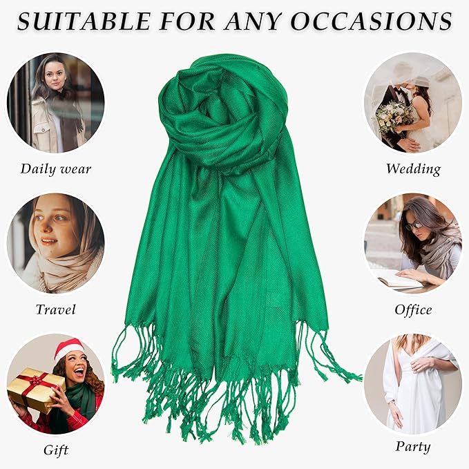 Achillea Soft Silky Pashmina Scarf for Women – Shawl Wrap for Evening Dresses, Bridesmaids, Weddings & Everyday Wear