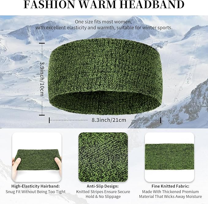Winter Warm Beanie Hat Touchscreen Gloves Long Scarf Set for Women with Headband, Knit Cap Scarves with Tassel for Women