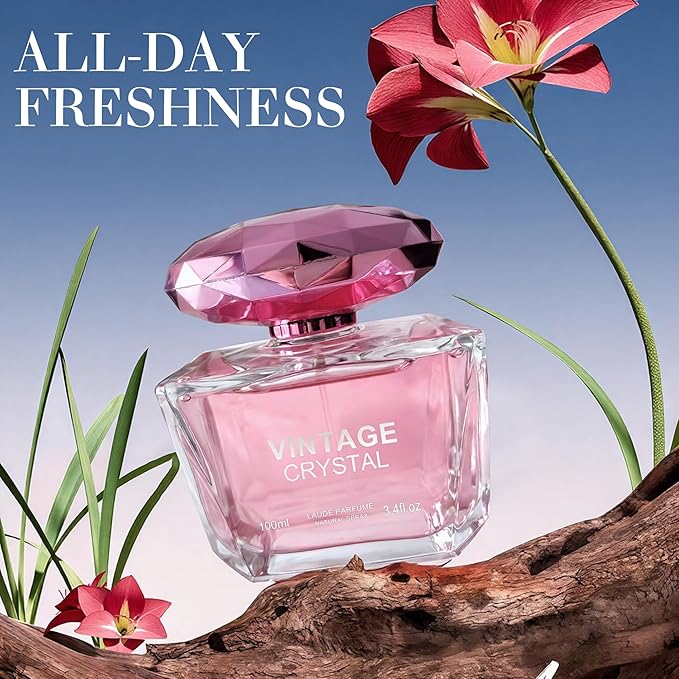Vintage Crystal Women Perfume–Bold & Sophisticated Scent Eau De Parfum With Citrus,Spice,And Woody Notes Long Lasting Natural Spray Fragrance 3.4 Fl Oz