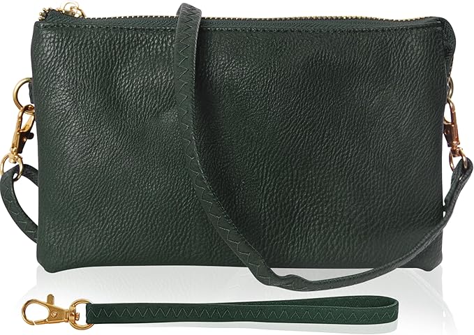 Vegan Leather Wristlet Purse for Women - Small Clutch Purse with Shoulder and Wrist Straps