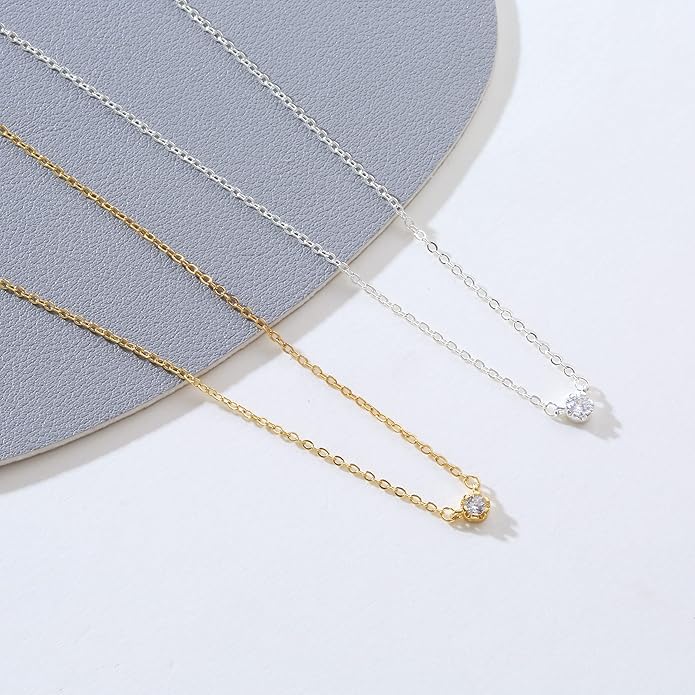 MIDEEO Christmas Gifts for Grandkids CZ Diamond Necklace for Women Dainty Layered Cubic Zirconia Solitaire Pendant Necklace Gold Plated Waterdrop Shape Square Emerald Green CZ Simulated Diamond Bridesmaid Necklace