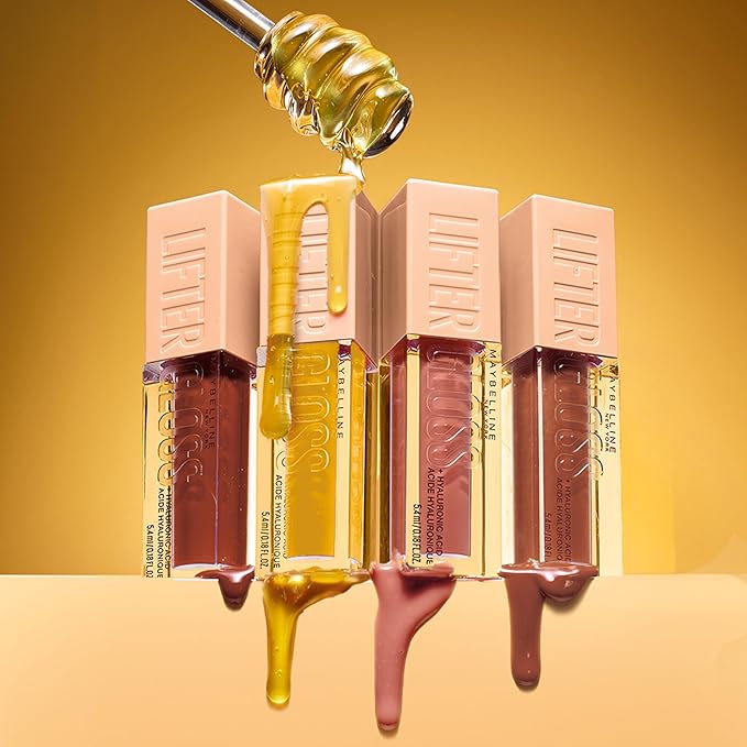 MAYBELLINE Lifter Gloss, Hydrating Honey'd Lip Gloss with Hyaluronic Acid, High Shine for Plumper Looking Lips, Maple, 1 Count