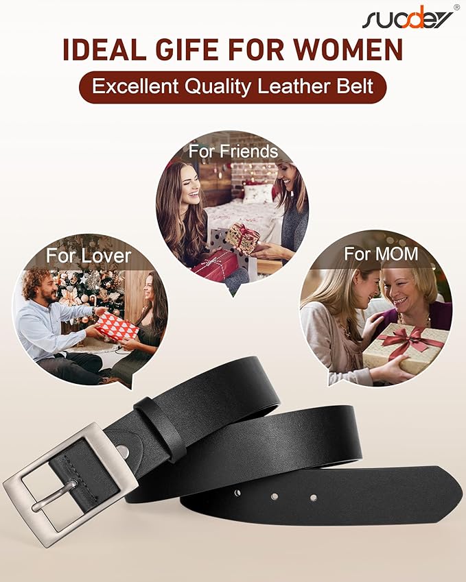 SUOSDEY Fashion Womens Leather Belts,Wide Waist Belt with Pin Buckle for Jeans Pants Dresses,1.5" width