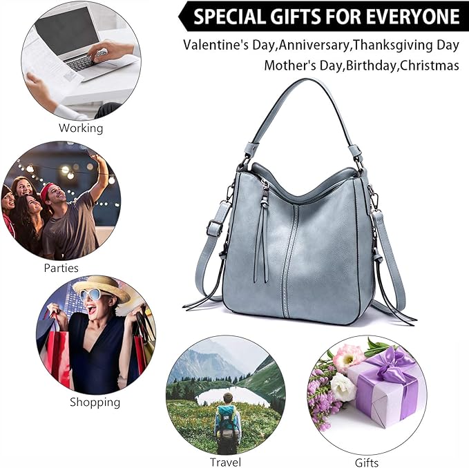 Realer Hobo Crossbody Bags for Women Designer Faux Leather Hobo Handbags Retro Large Size Shoulder Bag Bucket Purse