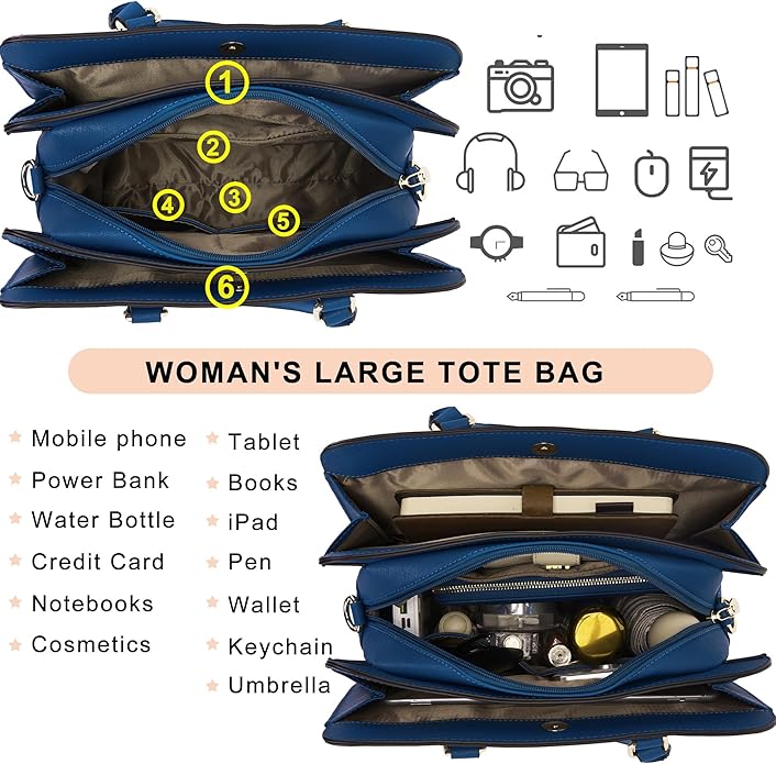 Purses for Women Handbag Wallet Tote Shoulder Hobo Bag Top Handle Satchel Purse Set 2pcs with 3 Compartments
