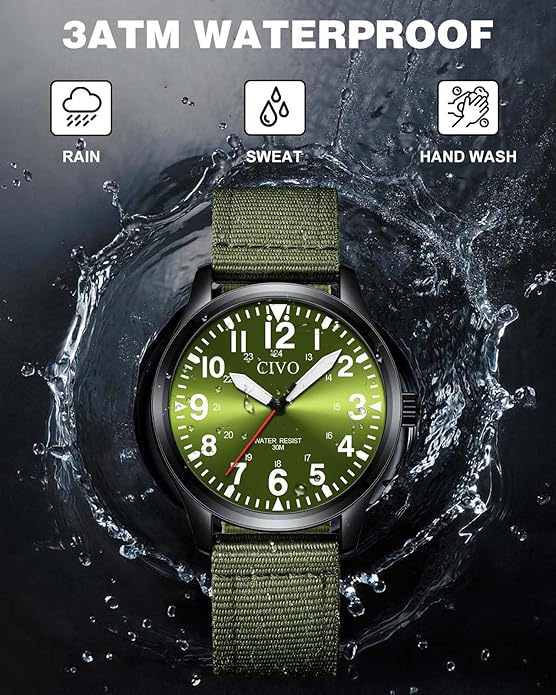 CIVO Analog Wrist Watches for Men: Waterproof Stainless Steel Mens Watches - Silver Watch with Easy Read Dial Men's Watch for Gift