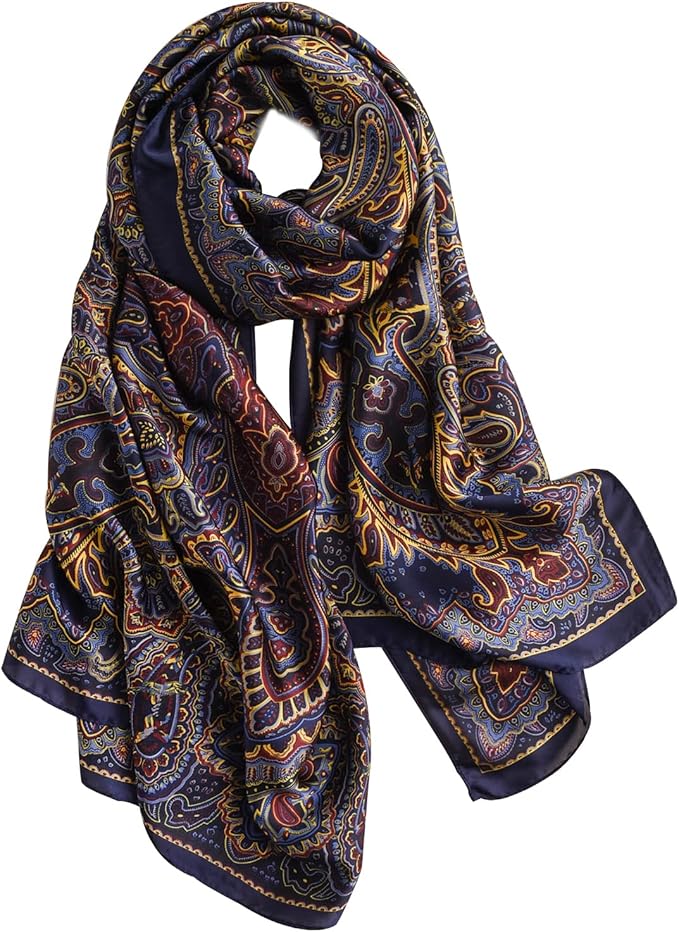NUWEERIR Womens 100% Large Mulberry Silk Scarf Long Satin Scarf Fashion Lightweight Wraps