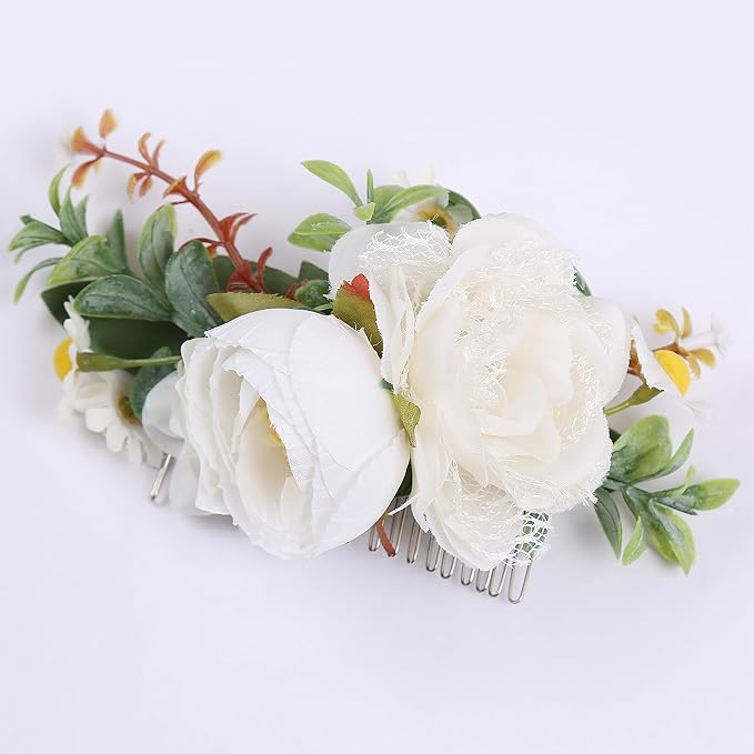 Flower Hair Clip for Women - Elegant Hair Accessory for Wedding, Party & Daily Wear (Ivory White)