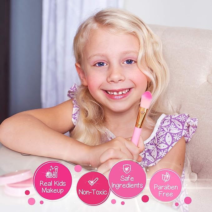 Kids Real Makeup Kit with Pink Unicorn Purse, Non Toxic Washable Make Up Set - Unicorn Toys for Girls Age 4-6, Valentines Day Gifts for Kids, Birthday Gift for Girl Ages 3 4 5 6 7 8 9 10 Years Old