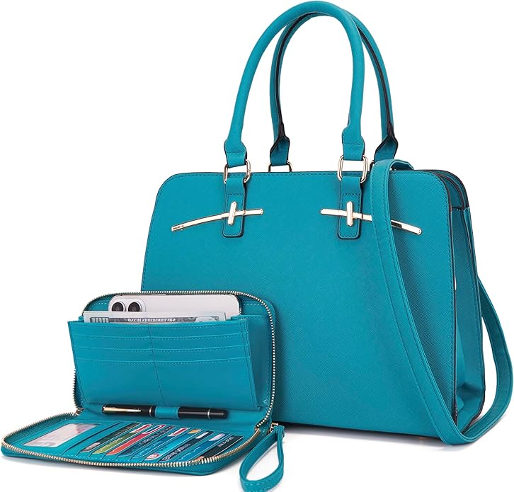 Purses for Women Handbag Wallet Tote Shoulder Hobo Bag Top Handle Satchel Purse Set 2pcs with 3 Compartments