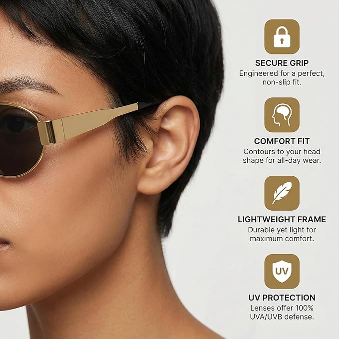 Retro Round Sunglasses for Men Women - Classic Metal Frame Circle Glasses - Vintage Steampunk Style Eyewear (Gold & Silver)