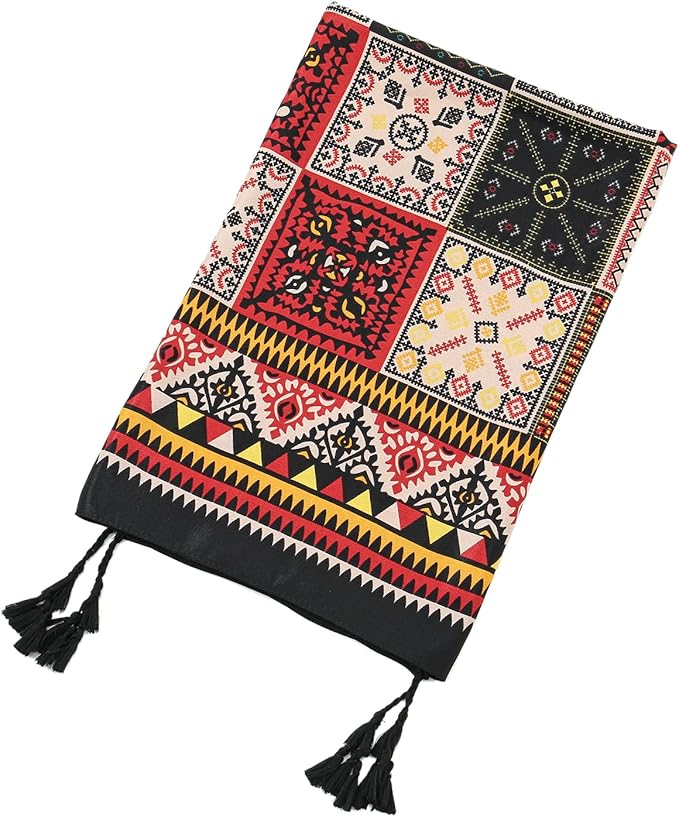 Yeieeo Boho Scarf for Women Lightweight Floral Printed Scarf Fall Winter Fashion Fringed Shawl