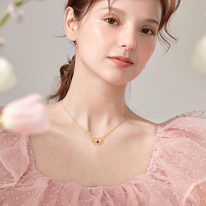 ELFRONT Mothers Day Gifts 14k Real Gold Dainty Necklace, Solid Gold Delicate Pendant For Women Mom Lover