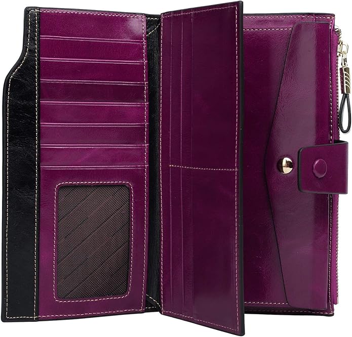 YALUXE Women's Genuine Leather Wallet RFID Blocking Multi Card Holder with Cell Phone Pocket Mothers Day Gifts