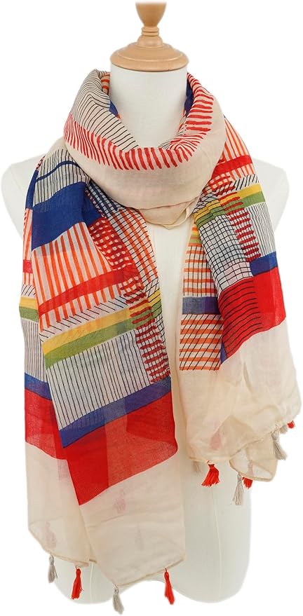 YOUR SMILE Large Boho Scarf for Women Lightweight Floral Printed Scarves Fall Winter Fashion Fringed Shawl wraps