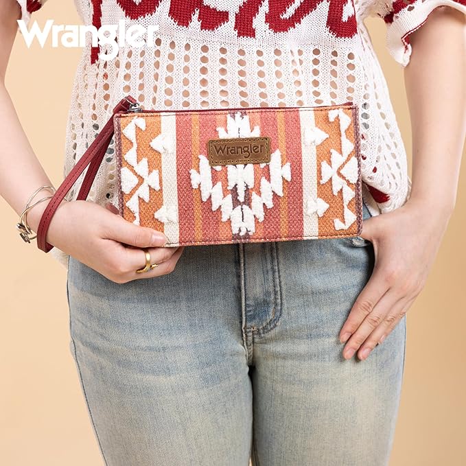 Montana West Wrangler Clutch Purses for Women Western Wristlet Wallet Boho Aztec Card Holder Zipper Handbags for Ladies AR-WG313-181BDY