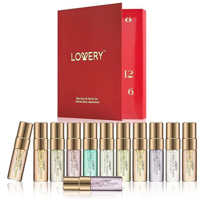 Christmas Perfume Sampler, 12pc Fragrance Set for Travel - Birthday Gifts for Mom, Floral Perfume Samplers for Her and Him