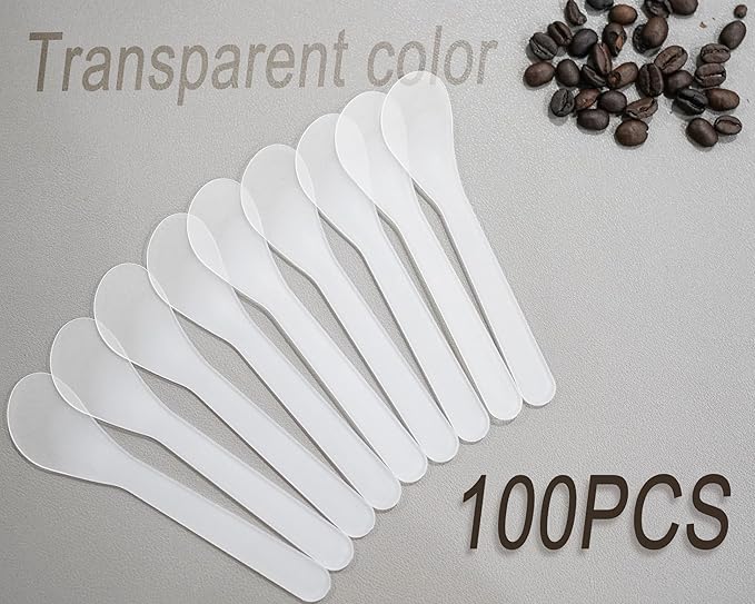 100 PCS of White Color Cosmetic Spatula for Makeup Face Mask Plastic Spoon Disposable Makeup Tools for Mixing and Sampling 4.88'' x 1.06”/Spatulas Skin Care Facial Cream Mask Spatula