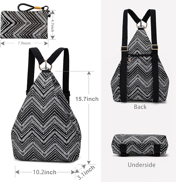 Black Butterfly Premium Backpack for Women, Bohemia Style Fashion Casual Daypack Backpack, Small Backpack Purse (40-black plus)