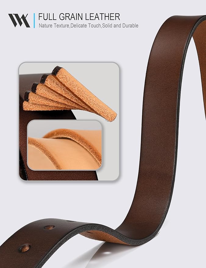 WOLFANT Womens Casual leather Jean Belt,1.1" Ladies Belt with Gold Buckle,100% Italian Full Grain Real Solid Leather