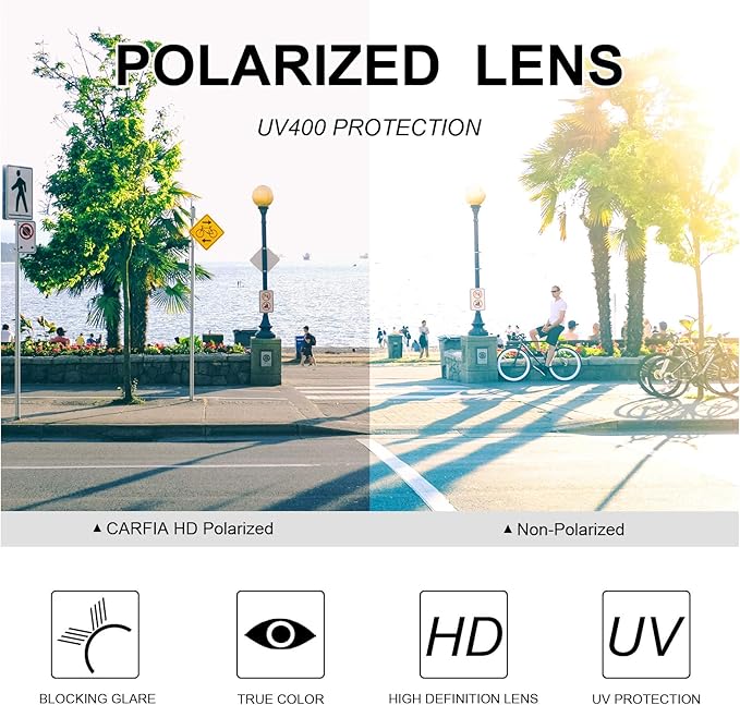 CARFIA Polarized Sunglasses for Women: Acetate, Small/Medium Size, UV400 Anti Glare CA5354