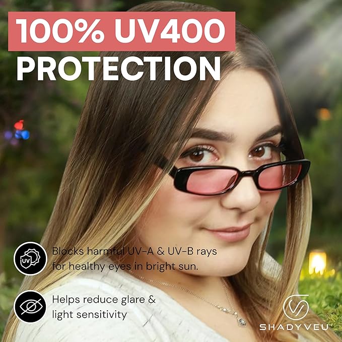 ShadyVEU Slim Classic Rectangular Sunglasses UV Protection 90’s Vintage Small Wide Retro Frame Fashion Shades