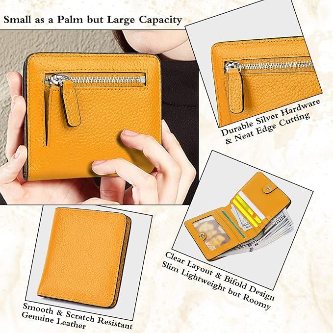 AINIMOER Small Leather Wallet for Women, Ladies Credit Card Holder RFID Blocking Women's Mini Bifold Pocket Purse