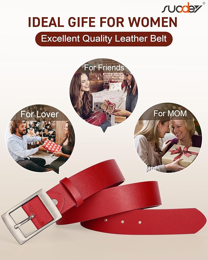 SUOSDEY Fashion Womens Leather Belts,Wide Waist Belt with Pin Buckle for Jeans Pants Dresses,1.5" width