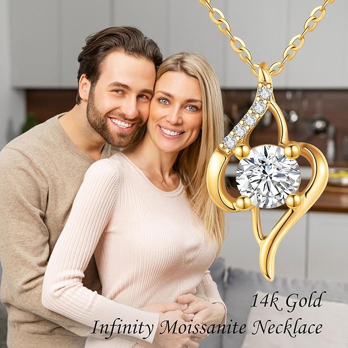 ELFRONT Mothers Day Gifts 14k Real Gold Dainty Necklace, Solid Gold Delicate Pendant For Women Mom Lover