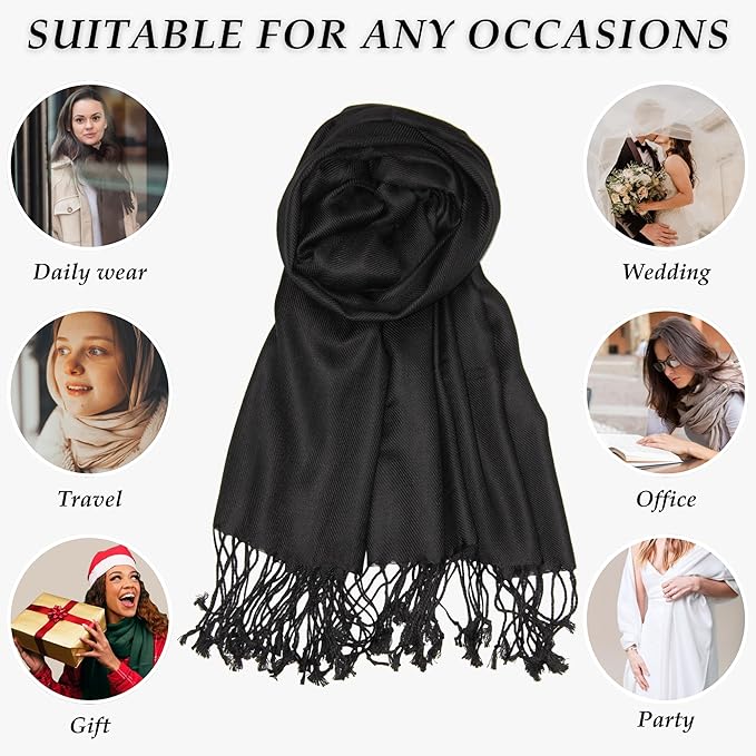 Achillea Soft Silky Pashmina Scarf for Women – Shawl Wrap for Evening Dresses, Bridesmaids, Weddings & Everyday Wear