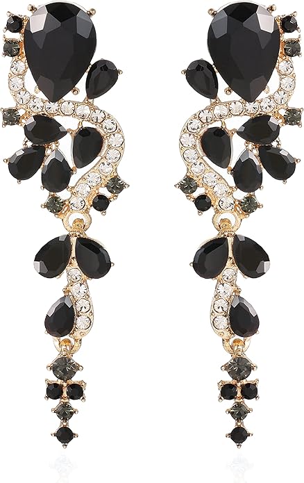 Fashion Rhinestone Statement Drop Dangle Earrings Long Colorful Crystal Bridal Wedding Teardrop Chandelier Earrings for Women Prom Pageant