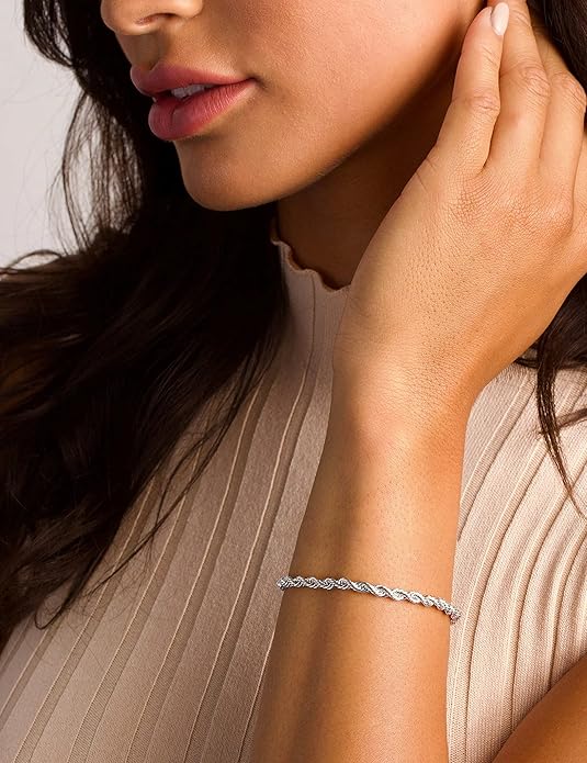 nometo 925 Sterling Silver Rope Chain Bracelet Box Chain Bracelet 2mm3mm5mm Silver/Gold Plated Bracelet for Men Women Silver Bracelet 6.5-9 Inches
