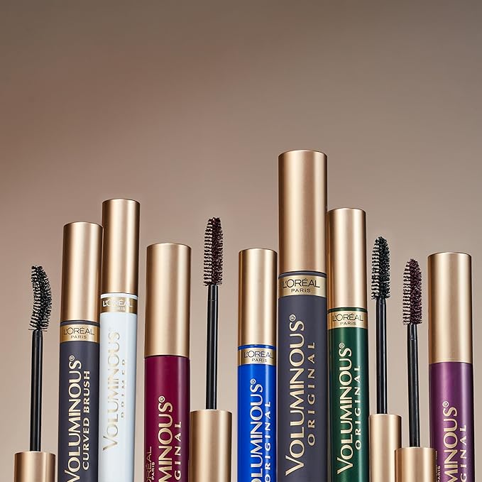 L'Oreal Paris Makeup Voluminous Original Washable Bold Eye Volume Building Mascara, Builds Lashes up to 2X Natural Thickness, Smudge Free, Clump Free, Carbon Black, 2 count