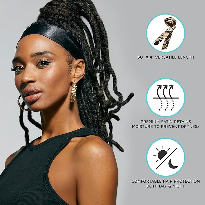 KISS COLORS & CARE Soft Satin Wrap Scarf - Tie Dye, Fashionable Multi-Purpose, Premium Hair Scarf for Minimizing Frizz, Chic & Comfortable, Preventing Breakage & Securing a Variety of Hair Styles