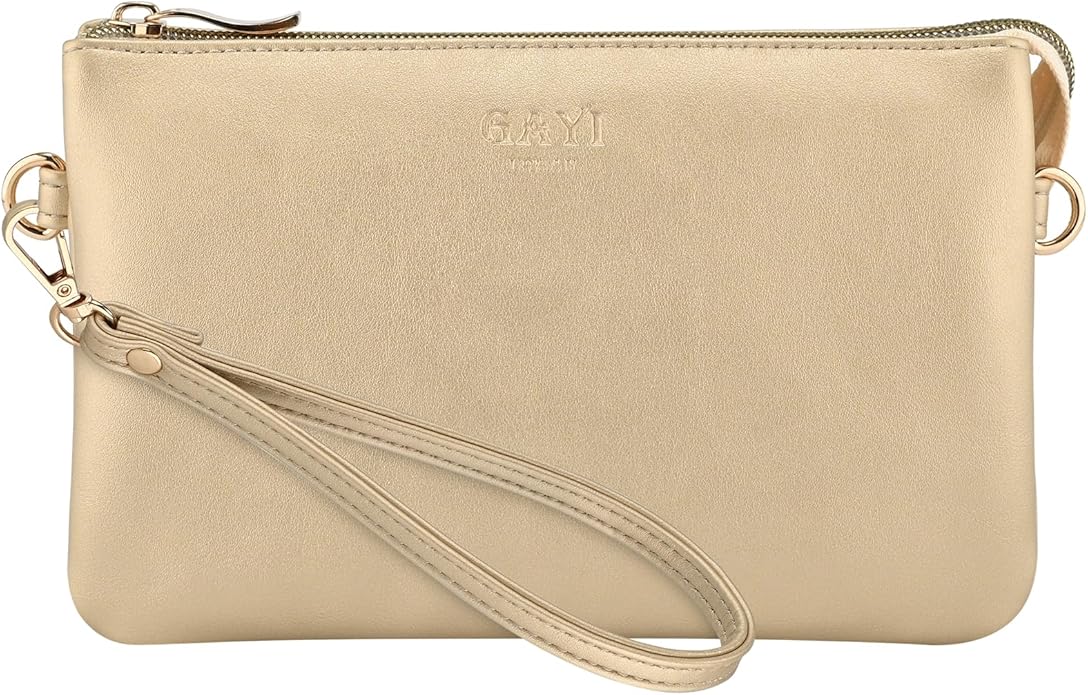 Wristlet Purses for Women, Vegan Leather Crossbody Evening Zip Clutch Bag with Strap | Vegan Leather, Evening, Zip, with Strap