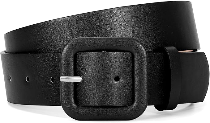 WHIPPY Women Leather Belt Candy Color Fashion Square Buckle Belt Ladies Belt for Jeans Pants Dresses