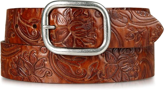 Lucky Brand Women's Embroidered Leather Belt | Stylish | Classic | Western-Inspired | American Heritage | Jean | Pant