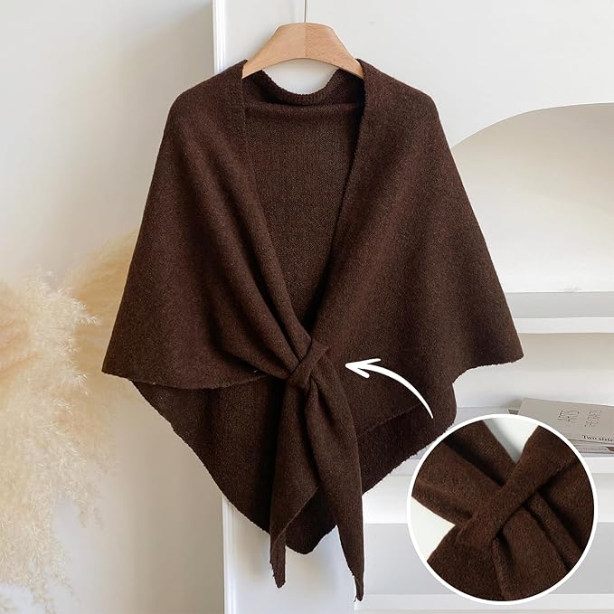 RIIQIICHY Shawl Wrap Women Pashmina Triangle Cape Knit Sweater Scarf for Fall Winter Fashion Accessory