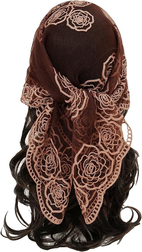 Floerns Women's Flower Embroidery Hair Scarf Headband Sheer Lace Hair Bandana