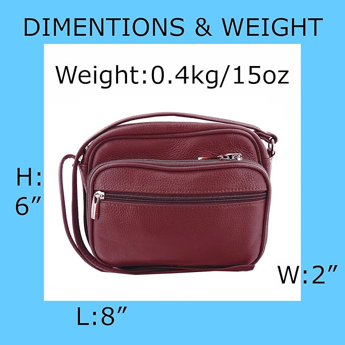 Cowhide Leather Women's Shoulder Purse Small Cross Body Organizer Bag with Many Pockets