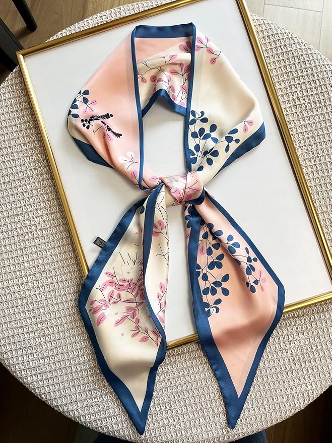 Silk Head Scarf for Hair Fashion Headwrap for Women Lightweight Neck Tie